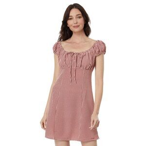 Levi's Women's Clementine Cap Sleeve Dress Medium Mimi Printed Check Bossa Nova